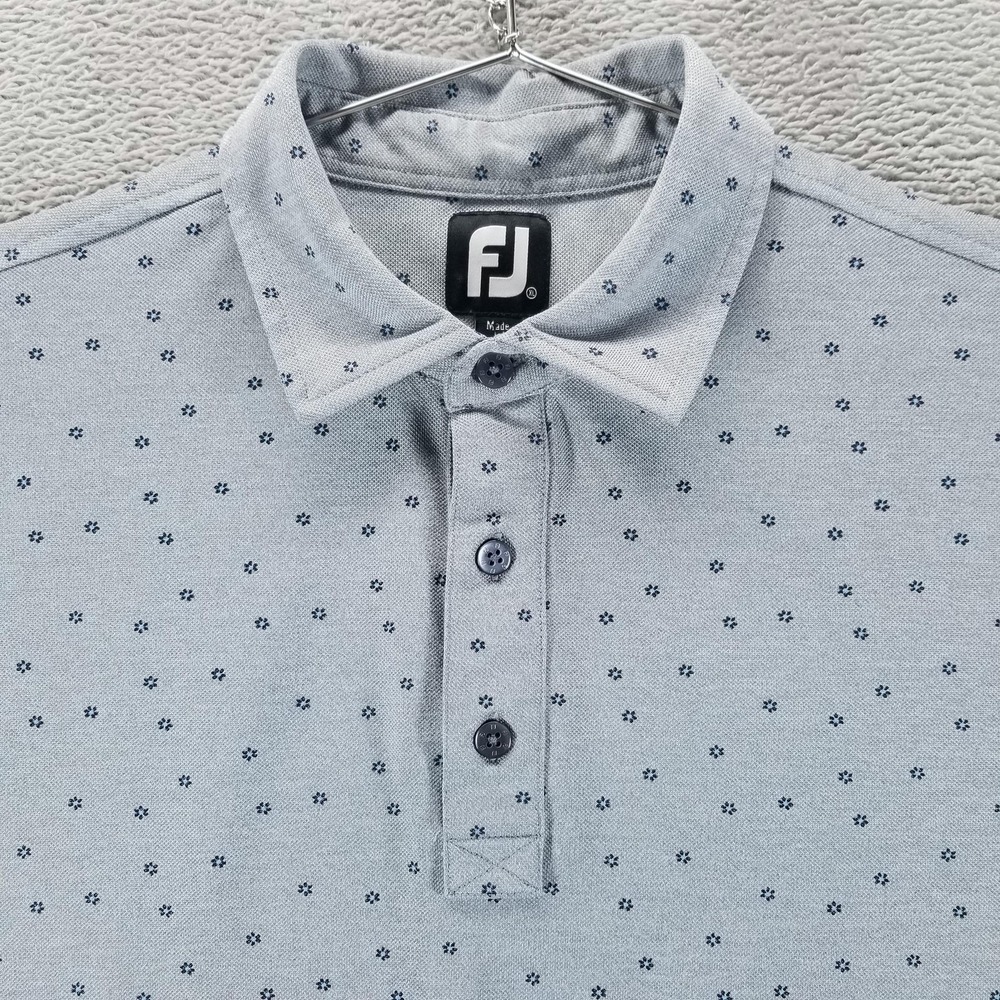 FootJoy Golf Shirt Mens XL Gray Golf Flowers Short Sleeve Performance‎
